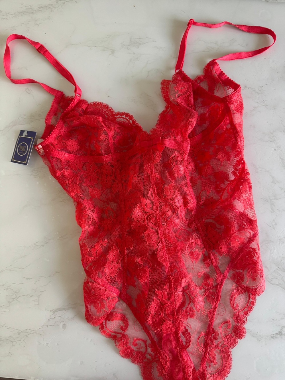 LA PERLA Vintage Lace Sheer Bodysuit - Red